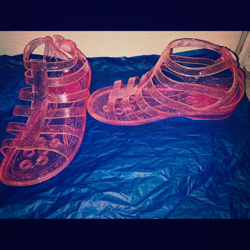 Little Girls Pink Glitter Jelly sandals